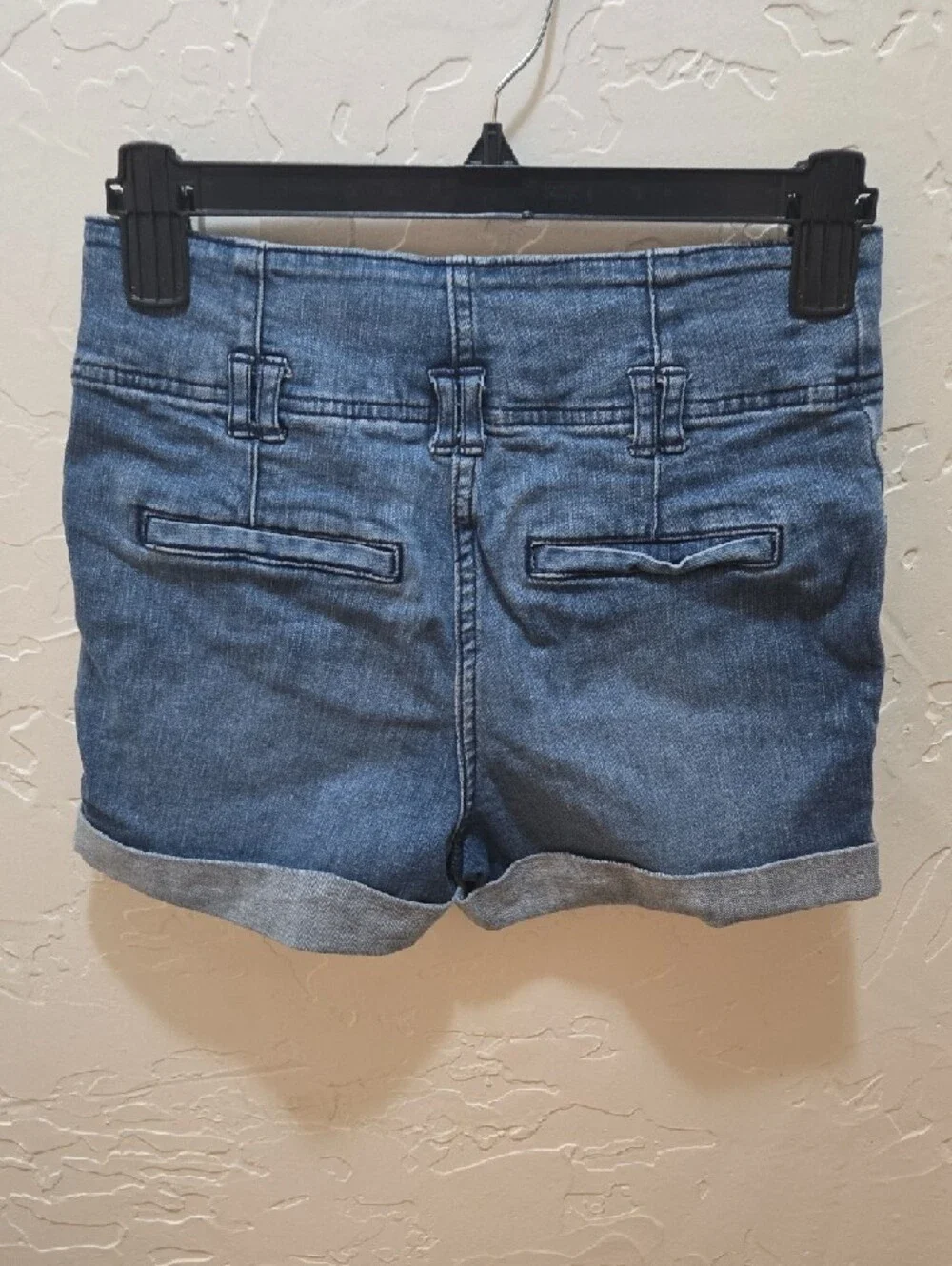H&M Button-Front High-Rise Denim Shorts - Blue - Picture 3 of 7